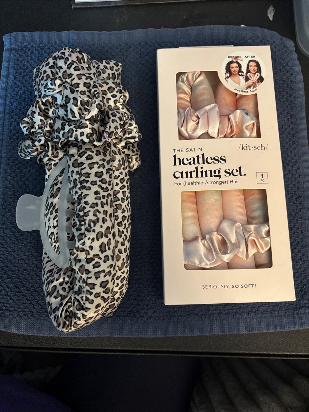Kitsch Satin Heatless Curling Set in Iridescent Pink & Cheetah